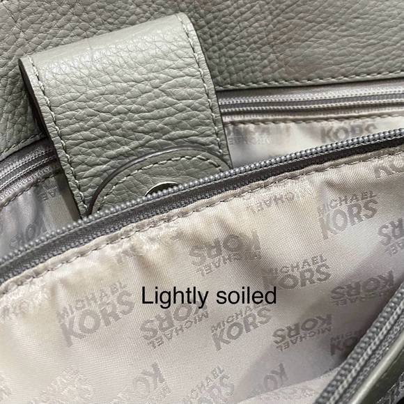 MICHAEL KORS Hamilton Gray Pebbled Leather/Snakeskin Chain Handle Shoulder Bag - Picture 14 of 16